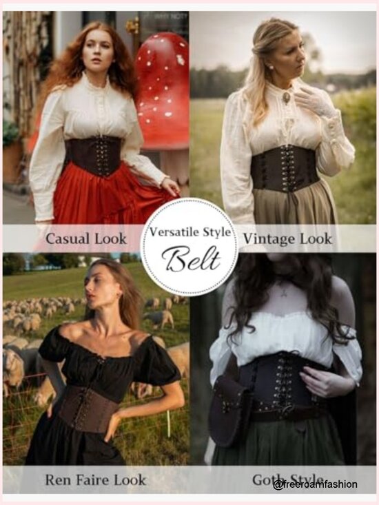 Wide Elastic Waist Lace-Up Corset Belt for Dresses Renaissance main image 5